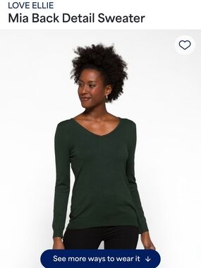 LOVE ELLIE Women's Mia V-Neck Sweater in Dark Green With Back Detail